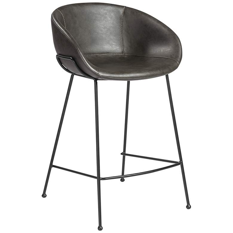 Image 1 Zach 25 1/2 inch Dark Gray Leatherette Counter Stool