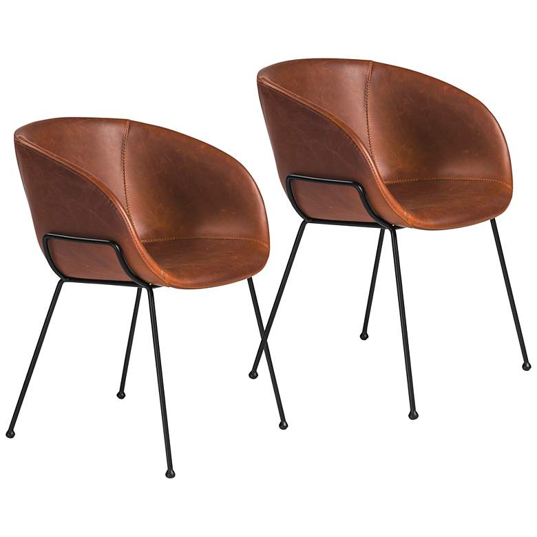 Image 1 Zach Dark Brown Leatherette Armchairs Set of 2