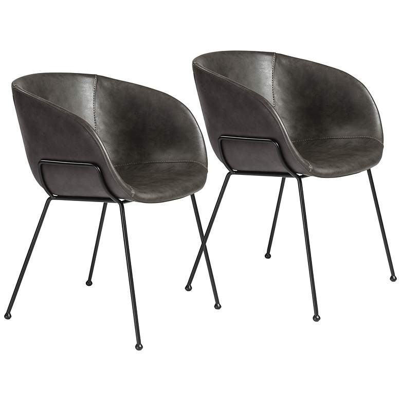 Image 1 Zach Dark Gray Leatherette Armchairs Set of 2