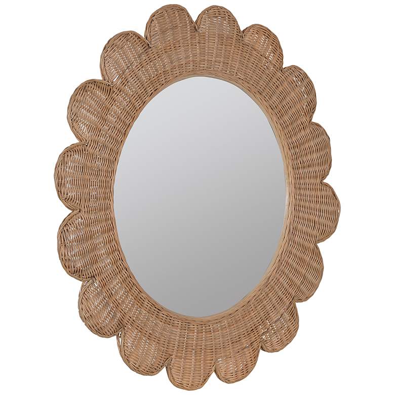 Image 3 Zachery Natural Rattan 34" Flower Wall Mirror more views