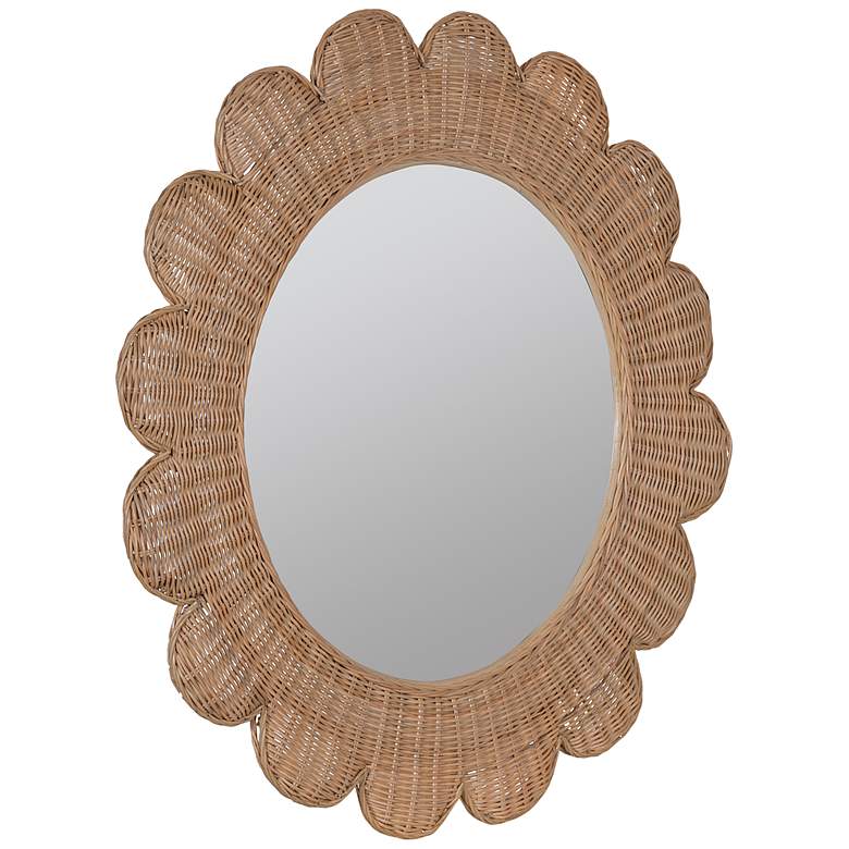 Image 3 Zachery Natural Rattan 34 inch Flower Wall Mirror more views