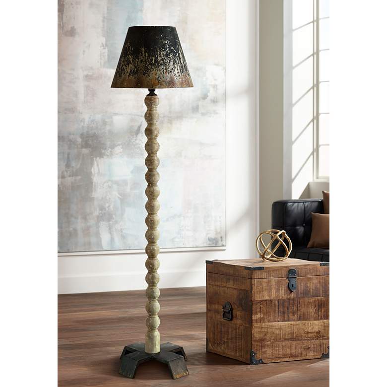 Image 1 Zadie Washed Wood Rustic Floor Lamp