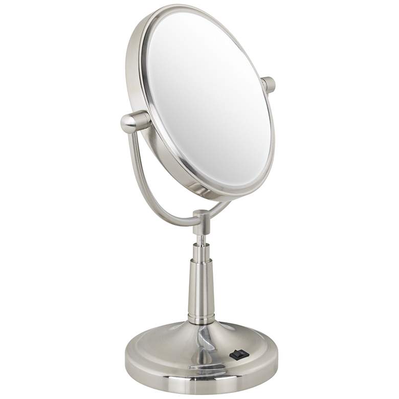 Image 2 Zadro Satin Nickel 7" Wide Cordless LED Lighted Vanity Make-Up Mirror