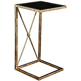 Image1 of Zafina 13" Wide Glass Top - Antique Gold Side Table