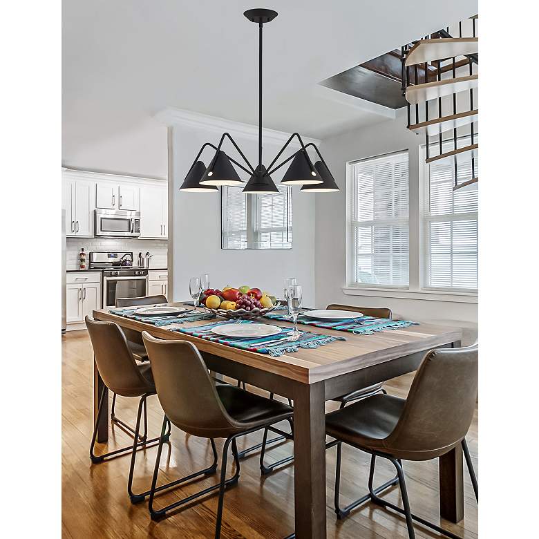 Image 3 Zag 28" Wide Matte Black Textured 5-Light LED Chandelier more views