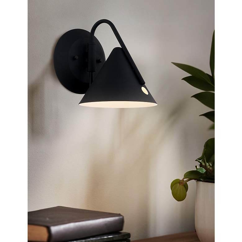 Image 3 Zag 7.75" High Textured Matte Black LED Wall Sconce more views
