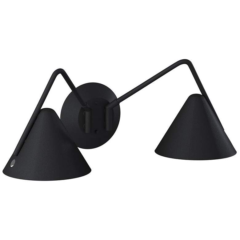 Image 2 Zag 8" High Matte Black 2-Light LED Mid-Century Modern Wall Sconce more views