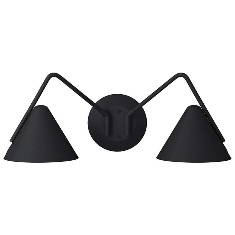 Image 3 Zag 8" High Matte Black 2-Light LED Mid-Century Modern Wall Sconce more views