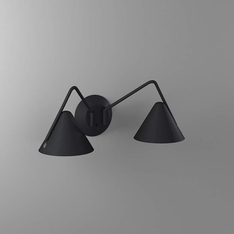 Image 4 Zag 8" High Matte Black 2-Light LED Mid-Century Modern Wall Sconce more views