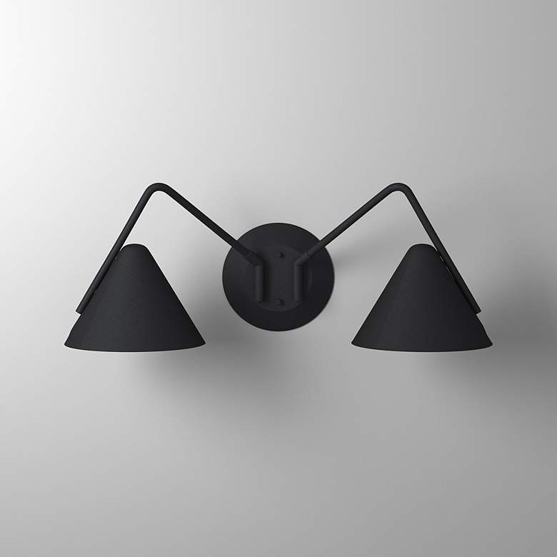 Image 5 Zag 8" High Matte Black 2-Light LED Mid-Century Modern Wall Sconce more views
