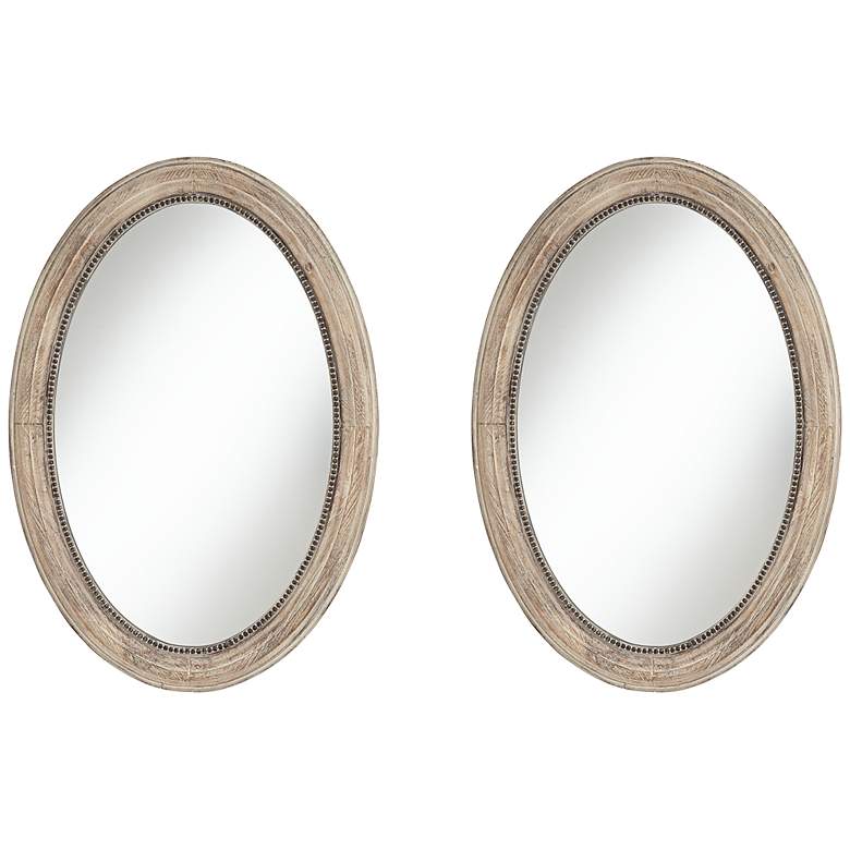 Image 1 Zahra Wooden 23 1/2" x 34" Oval Wall Mirrors Set of 2
