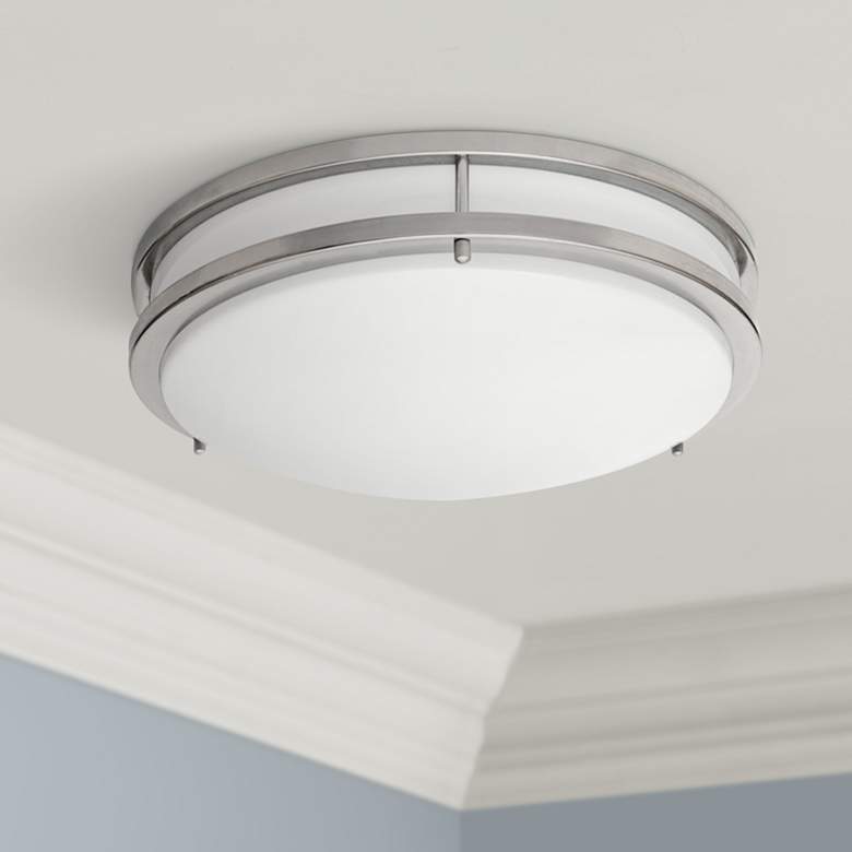 Zaire Brushed Nickel 14&quot;W Cool White LED Ceiling Light