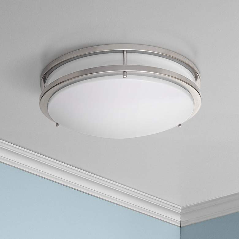 Image 1 Zaire Brushed Nickel 17 inch Wide Cool White LED Ceiling Light