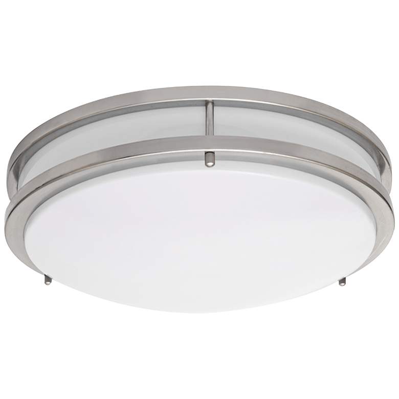 Zaire Brushed Nickel Light | Ceiling Lamps - Plus #1C022 Flushmount LED Wide 17