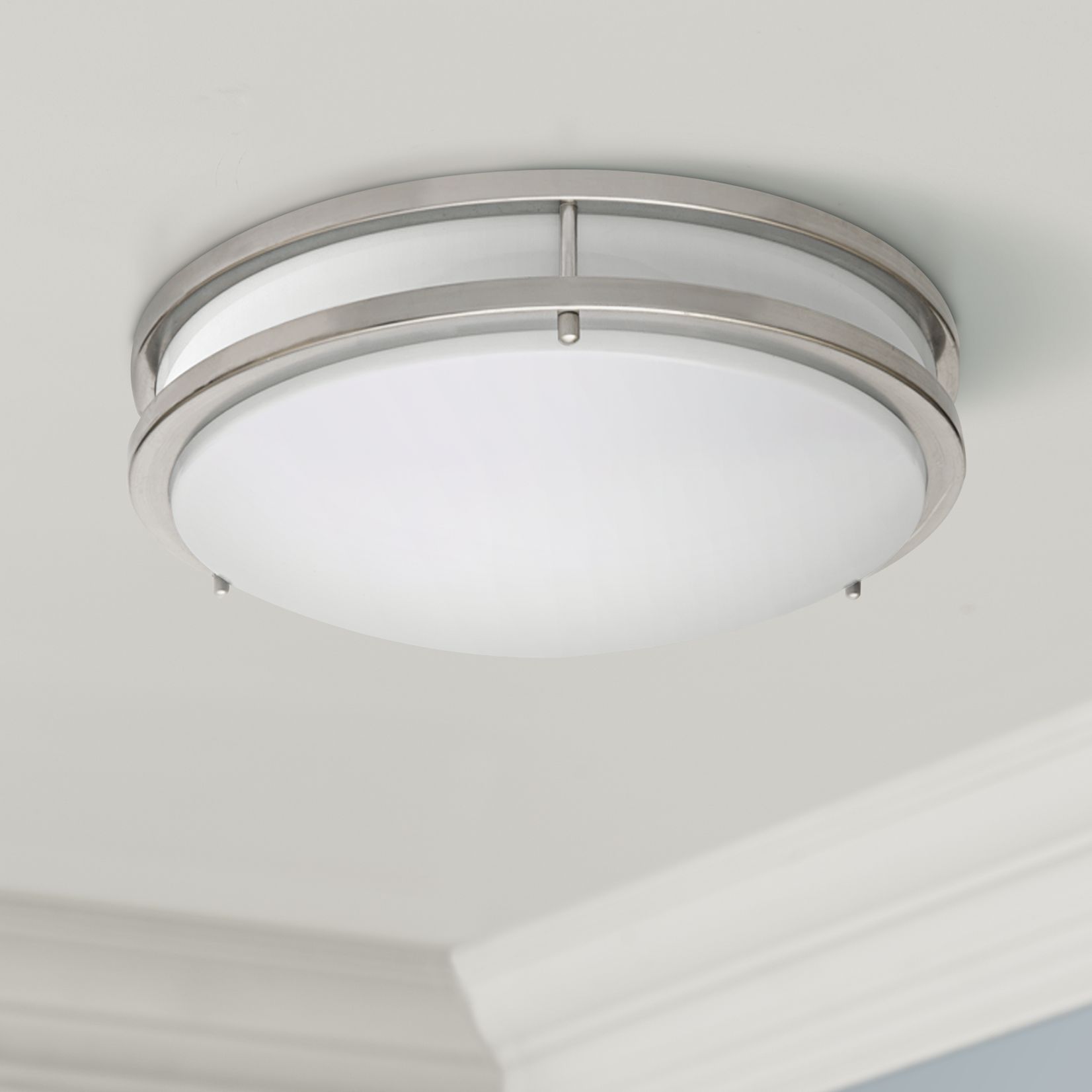 brushed nickel flush mount ceiling light led