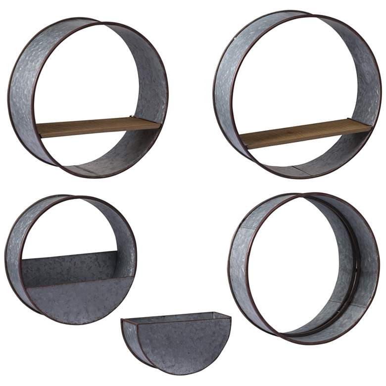 Image 1 Zale Gray Galvanized Metal 5-Piece Wall Planters Set
