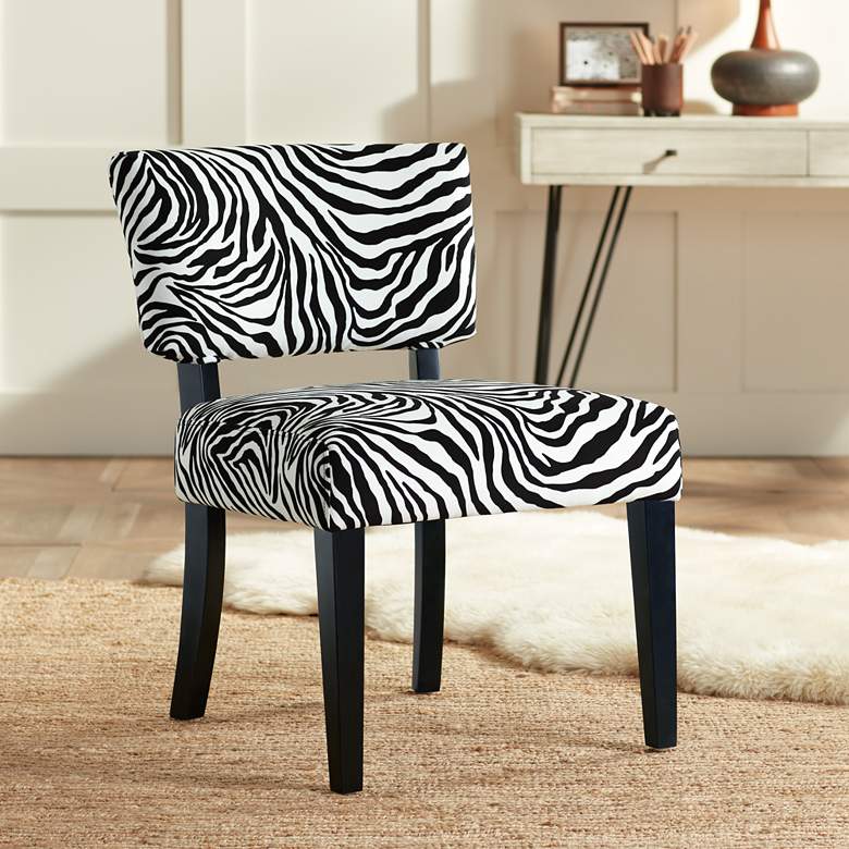 Image 1 Zambia Zebra Print Accent Chair with Velvet Fabric