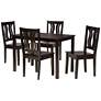 Zamira Dark Brown Wood 5-Piece Dining Table and Chair Set