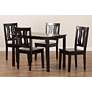 Zamira Dark Brown Wood 5-Piece Dining Table and Chair Set