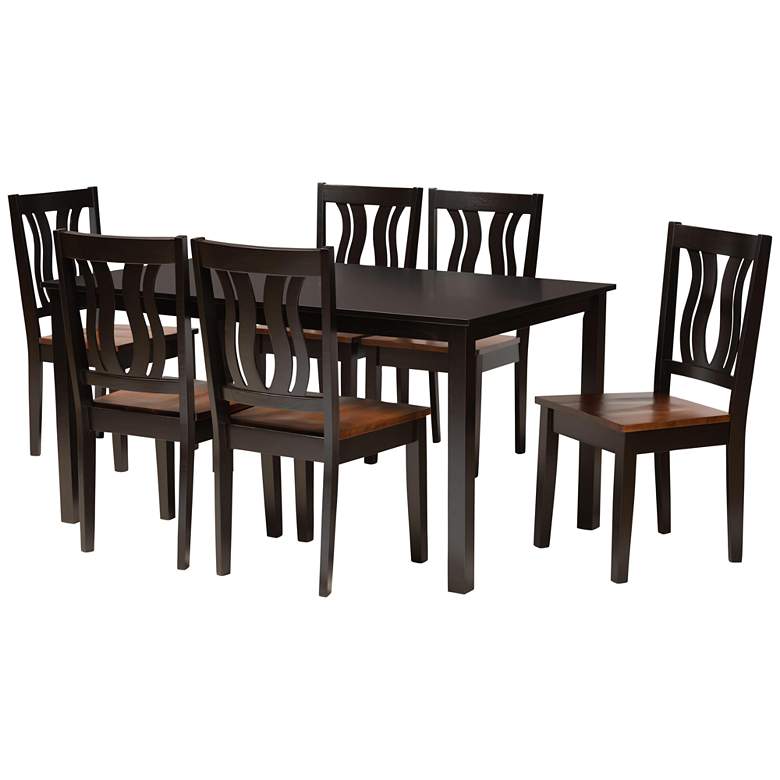 Image 1 Zamira Two-Tone Brown 7-Piece Dining Table and Chair Set