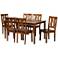 Zamira Walnut Brown Wood 7-Piece Dining Table and Chair Set