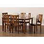Zamira Walnut Brown Wood 7-Piece Dining Table and Chair Set