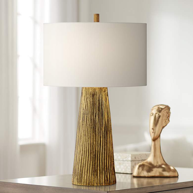 Image 1 Zana Metallic Plated Gold Tapered Column Table Lamp