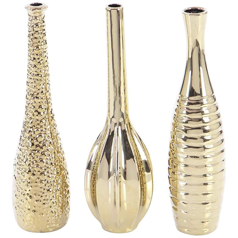Image 5 Zander Gold Textured Ceramic Bottleneck Vases Set of 3 more views