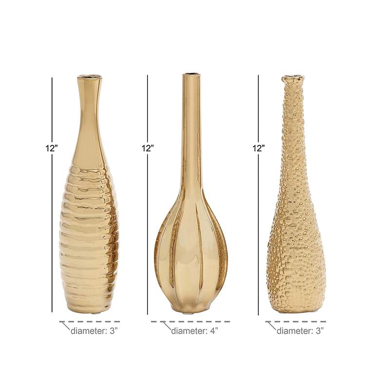 Image 6 Zander Gold Textured Ceramic Bottleneck Vases Set of 3 more views