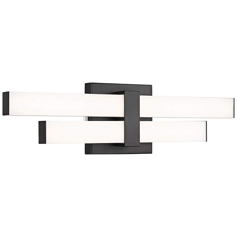 Image 3 Zane 18" Wide Matte Black LED 2-Light Bath Light