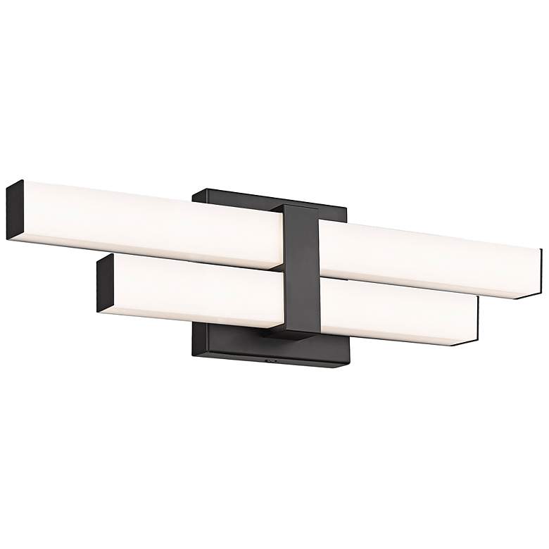 Image 7 Zane 18" Wide Matte Black LED 2-Light Bath Light more views
