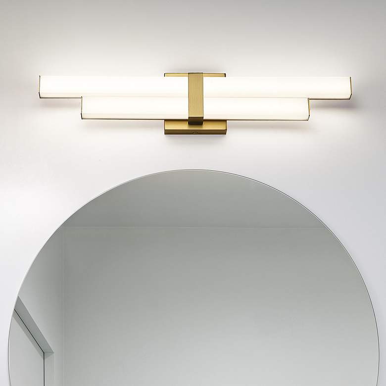 Image 2 Zane 18" Wide Modern Gold 2-Light LED Vanity Bath Light