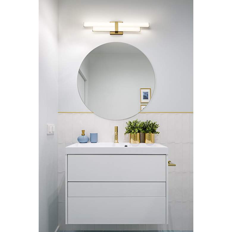 Image 5 Zane 18" Wide Modern Gold 2-Light LED Vanity Bath Light more views