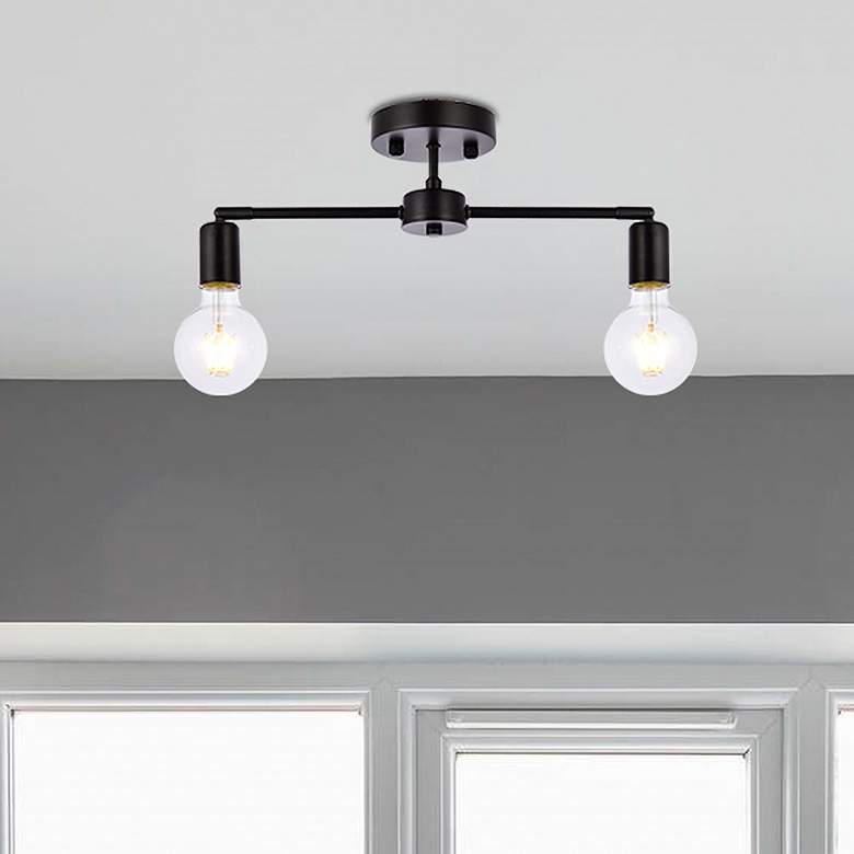 Image 1 Zane 2 Lts Black Flush Mount
