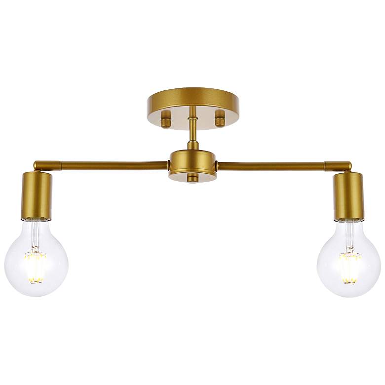 Image 1 Zane 2 Lts Brass Flush Mount