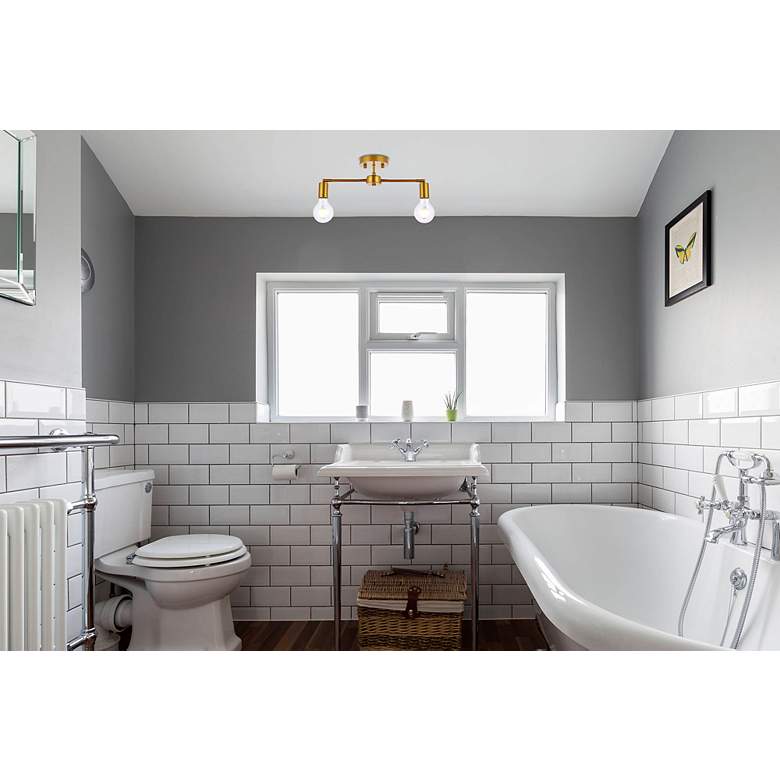 Image 2 Zane 2 Lts Brass Flush Mount more views