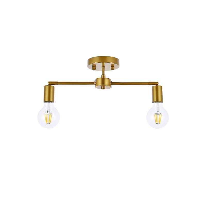 Image 7 Zane 2 Lts Brass Flush Mount more views