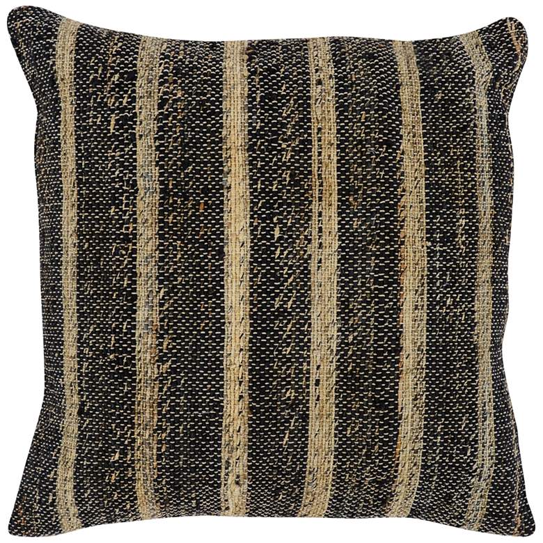Image 1 Zane 22 inch Square Black and Beige Decorative Throw Pillow
