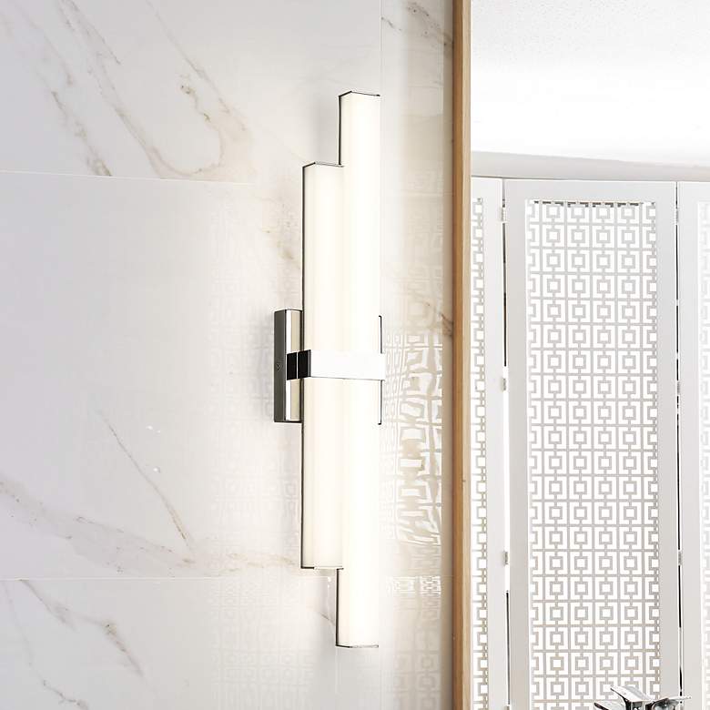 Image 2 Zane 25" Wide Chrome 2-Light LED Vanity Bath Light