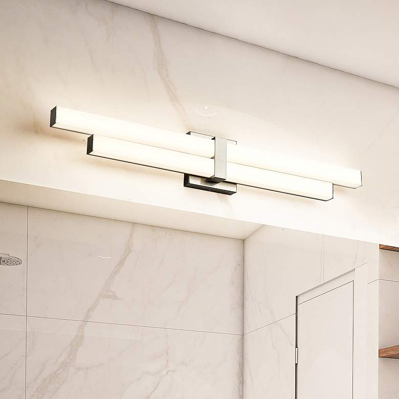 Image 2 Zane 32" Wide Brushed Nickel 2-Light LED Vanity Bath Light