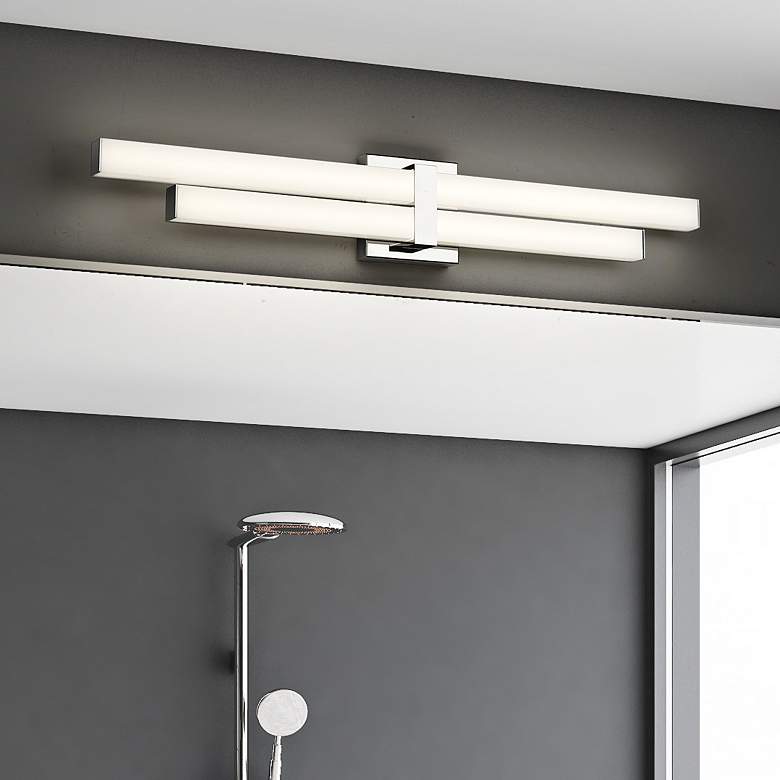 Image 2 Zane 32" Wide Chrome LED 2-Light Bath Light