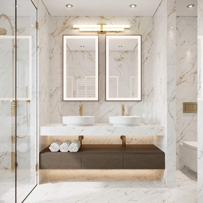 Image 3 Zane 32" Wide Modern Gold LED Vanity Bath Light more views