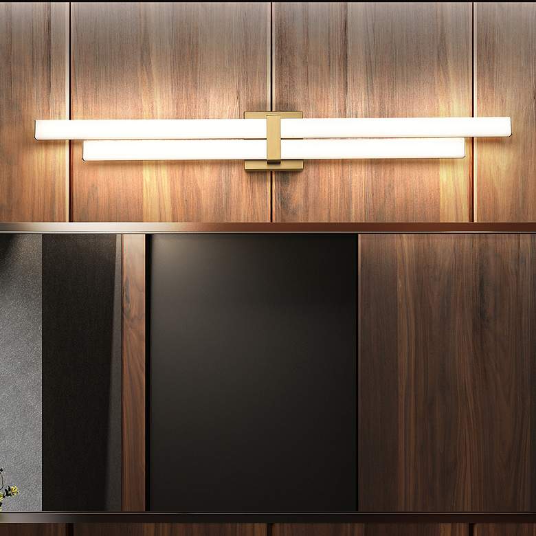 Image 1 Zane 40" Wide Modern Gold 2-Light ADA LED Bath Light