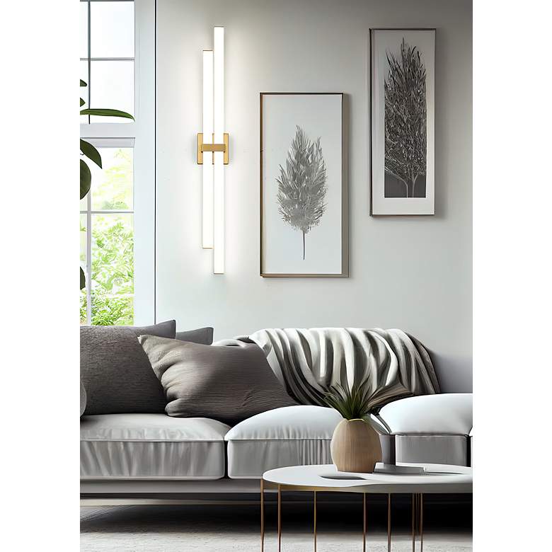 Image 4 Zane 40" Wide Modern Gold 2-Light ADA LED Bath Light more views
