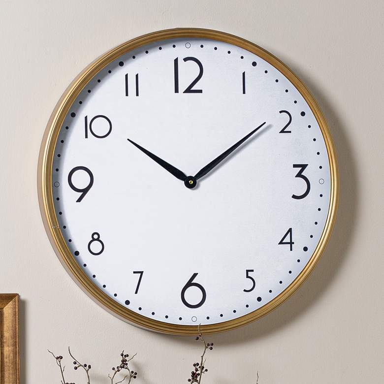Image 2 Zane Shiny Gold 23 3/4" Round Wall Clock