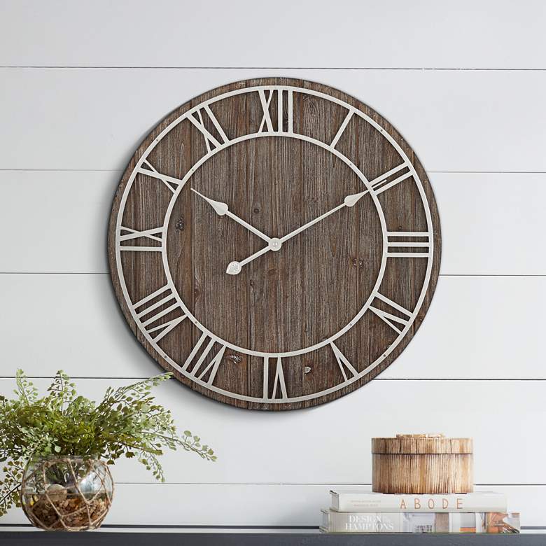 Image 1 Zania 23 3/4 inch Round Matte Dark Gray Wall Clock