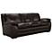 Zanna 91" Wide Dark Brown Leather and Wood Sofa