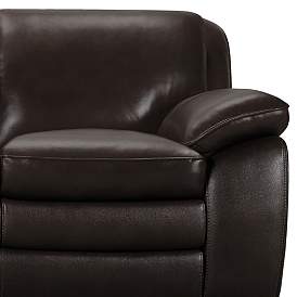 Image5 of Zanna 91" Wide Dark Brown Leather and Wood Sofa more views
