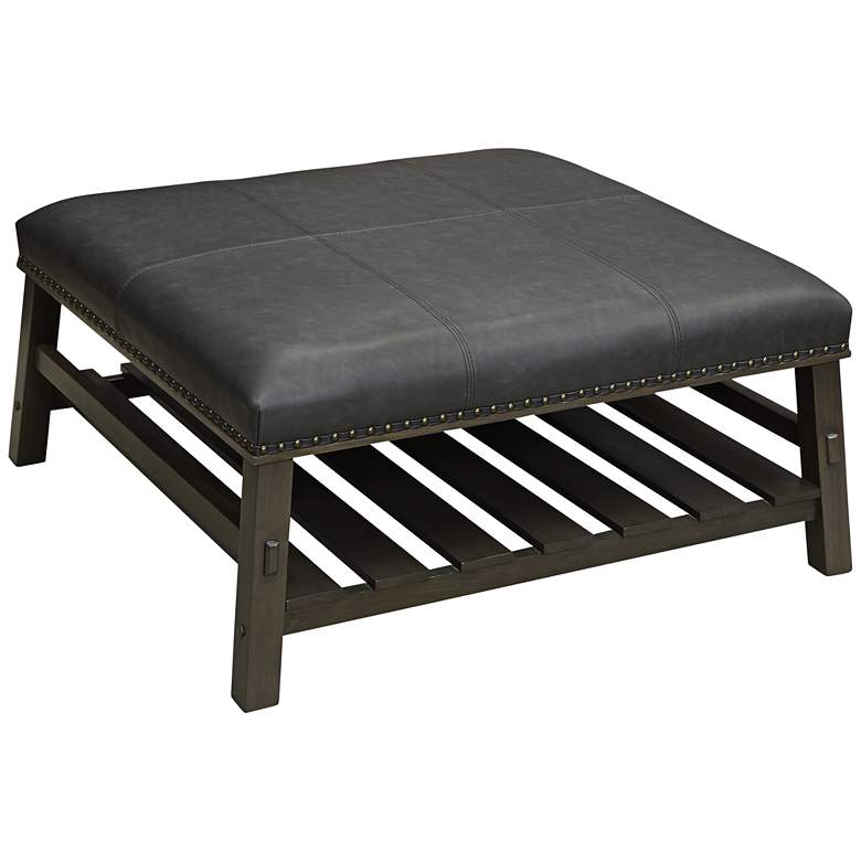 Image 1 Zanotto Gray Faux Leather Cocktail Ottoman