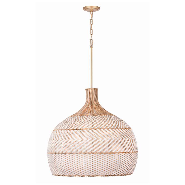 Image 1 Zanzibar 26" Wide White and Natural Rattan Pendant Light